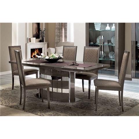 Camel Platinum Day Silver Birch Italian Butterfly Extending Dining Table and 6 Rombi Nabuk Chairs