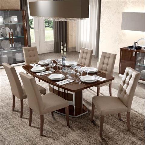 Camel Roma Day Walnut Italian Butterfly Extending Dining Table and 6 Dama Ecoleather Chairs