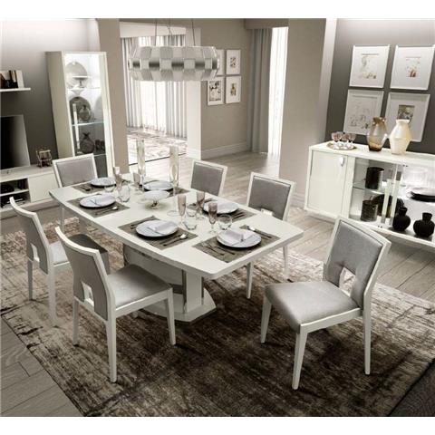 Camel Roma Day White Italian Butterfly Extending Dining Table and 6 Ambra Eco Leather Chairs