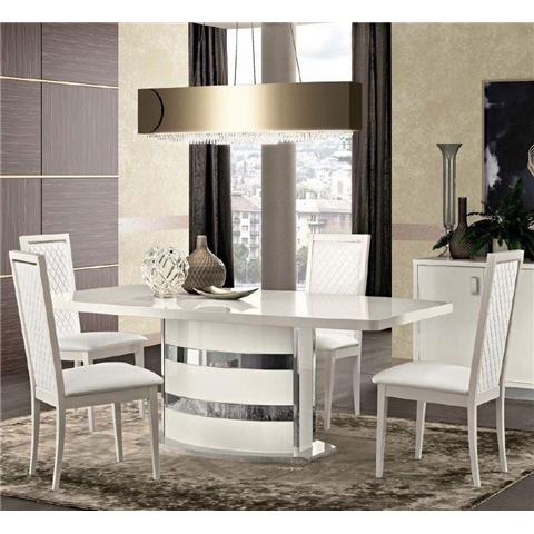 amel Roma Day White Italian Butterfly Extending Dining Table and 6 Rombi Upholstered Chairs