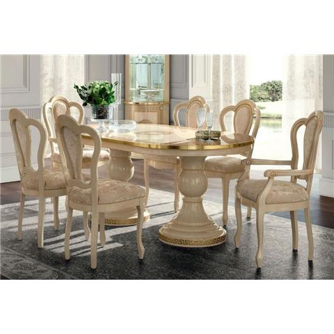 Camel Aida Day Ivory Italian Oval Extending Dining Table with 4 Michelangelo Chairs and 2 Armchair Dimensions