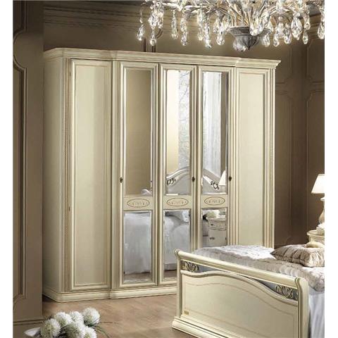 Camel Siena Night Ivory Italian 5 Door Wardrobe with 3 Mirror