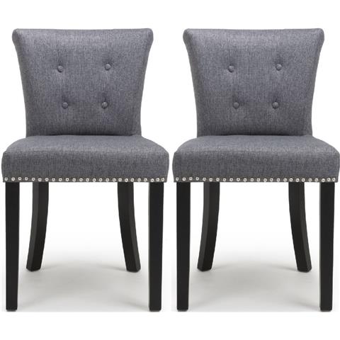 Shankar Sandringham Steel Grey Linen Fabric Accent Dining Chair (Pair)