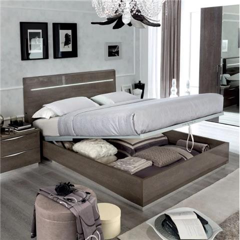 Camel Platinum Night Italian Legno Bed with Luna Storage 154cm