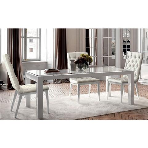 Camel Dama White Italian Extending Dining Table and 4 Chairs