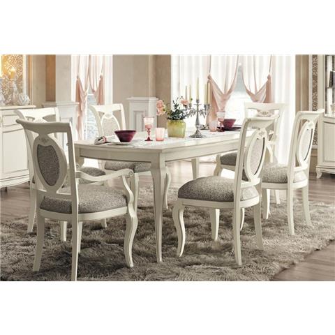 Camel Fantasia Day Antique White Italian Large Extending Dining Table with 4 Chairs and 2 Armchair
