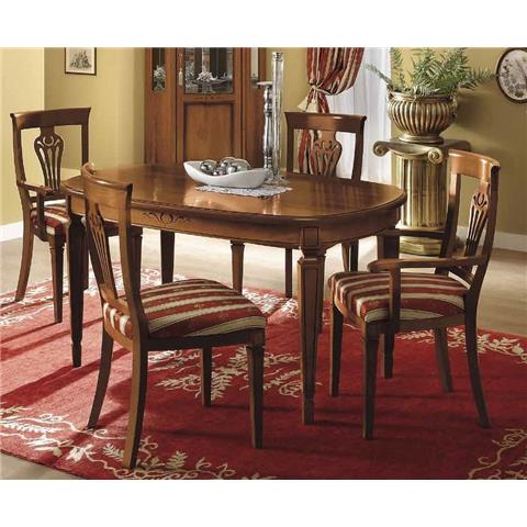 Camel Nostalgia Day Walnut Italian Large Oval Extending Dining Table with 2 Chairs and 2 Armchair