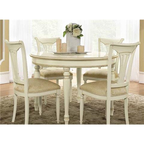 Camel Siena Day Ivory Italian Round Extending Dining Table and 4 Chairs