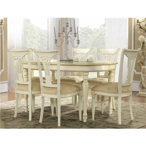 Camel Siena Day Ivory Italian Oval Extending Dining Table and 6 Chairs