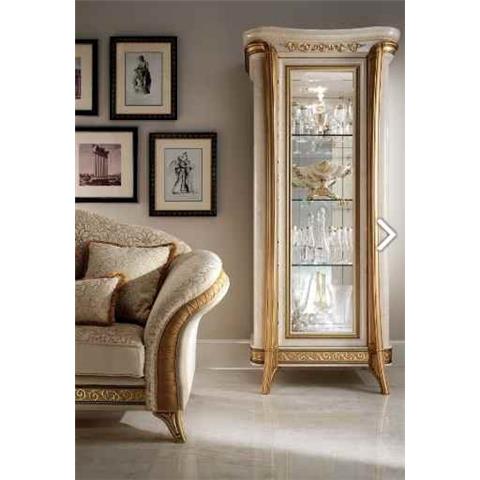Arredoclassic Melodia Golden Italian 1 Glass Door Display Cabinet