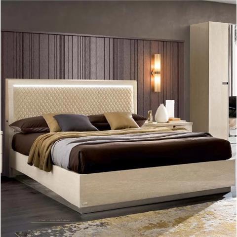 Camel Ambra Night Sand Birch Italian Rombi Bed with Luna Storage 160cm