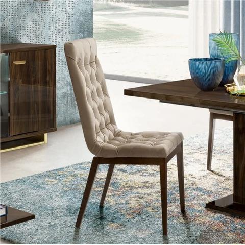 Camel Volare Day Walnut Italian Fabric Capitonne Dining Chair (Sold in Pairs)