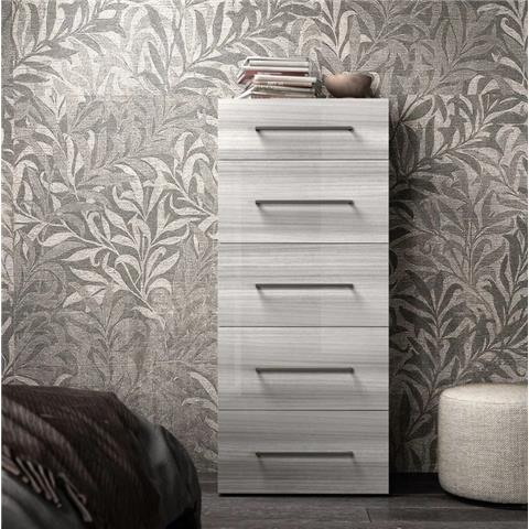 Status Mia Night Silver Grey Italian 5 Drawer Chest with Handles
