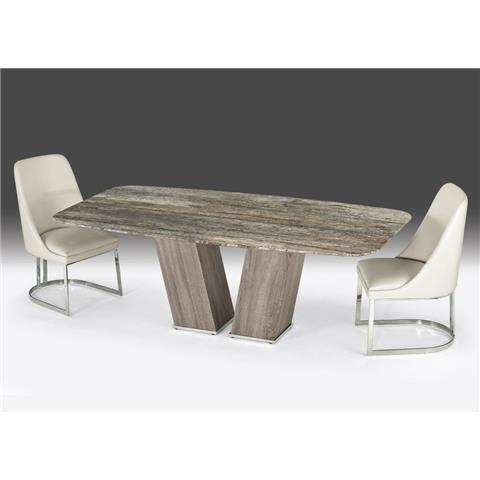 Vertico 220cm Marble Table Grey Wood Base Beige Fantasy