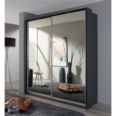 Rauch Sona 2 Door All Mirror Sliding Wardrobe in Metallic Grey - W 189cm