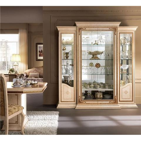 Arredo Classic Leonardo Golden Italian 4 Glass Door Display Cabinet