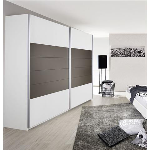 Rauch Barcelona 2 Door Sliding Wardrobe in White and Lava Grey - W 226cm