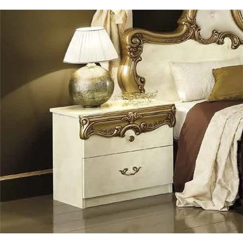 Camel Barocco Ivory and Gold Italian Bedside Cabinet