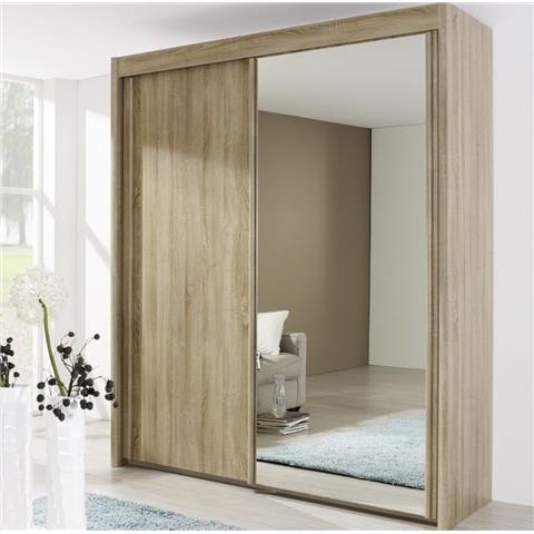 Rauch Imperial 2 Door Mirror Sliding Wardrobe in Sonoma Oak - W 181cm