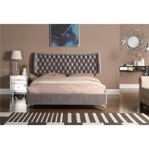 Ashbourne Velvet Double Bed Grey