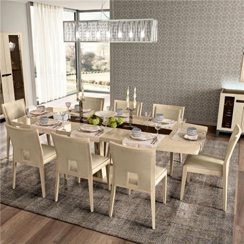 Camel Ambra Ivory Italian Medium Extending Dining Table and 4 Cream Chairs
