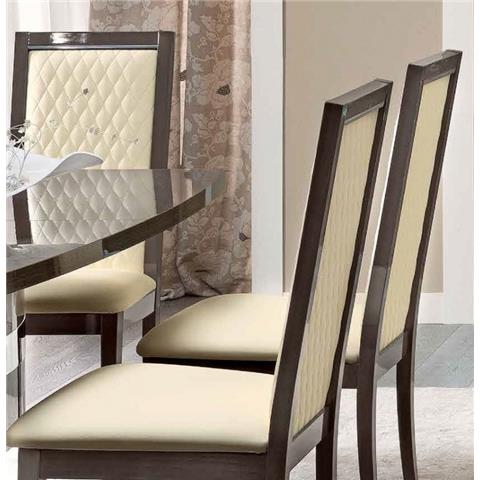 Camel Platinum Day Rombi Ivory Ecoleather Upholstered Italian Dining Chair with Padded Back