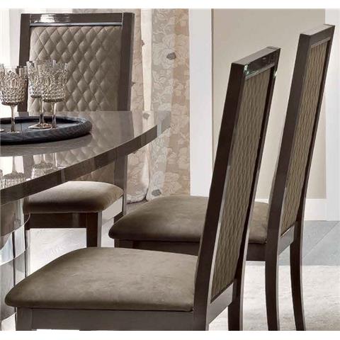 Camel Platinum Day Rombi Nabuk Upholstered Italian Dining Chair with Padded Back