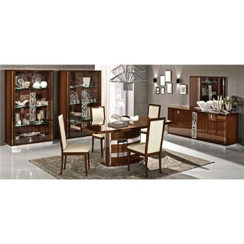 Camel Roma Day Walnut Italian Butterfly Extending Dining Table and 6 Rombi Ecoleather Chairs