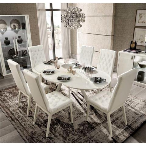 Camel Roma Day White Italian Round Extending Dining Table