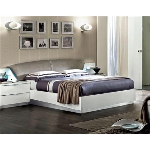 Camel Onda Night White Italian Drop Queen Size Bed with Luna Storage