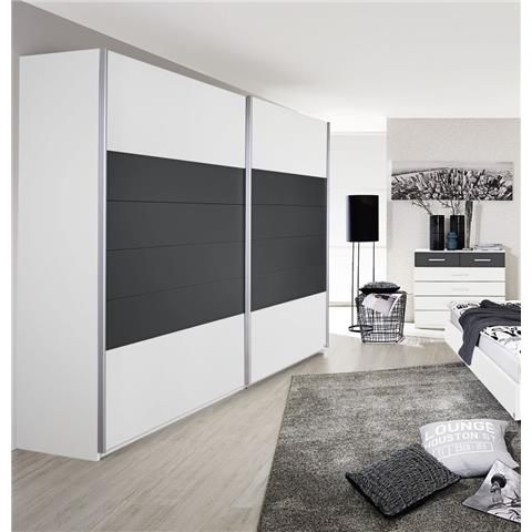 Rauch Barcelona 2 Door Sliding Wardrobe in White and Metallic Grey - W 226cm