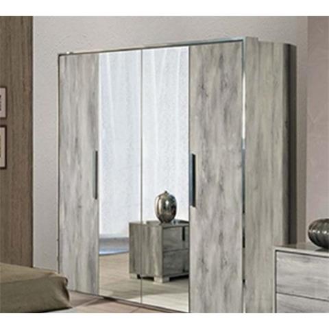 H2O Design Serena Light Grey 4 Door Wardrobe (2 Central Mirrors)