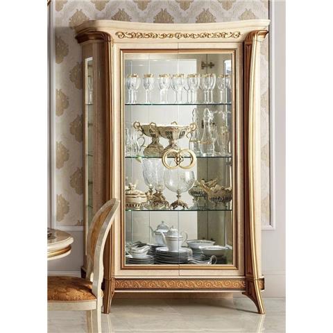 Arredo Classic Melodia Golden Italian 2 Glass Door Display Cabinet