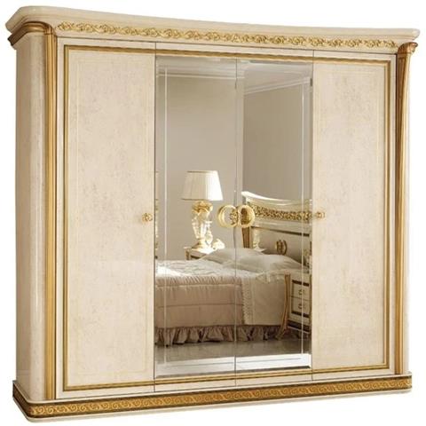 Arredo Classic Melodia Golden Italian 4 Door 2 Mirror Wardrobe