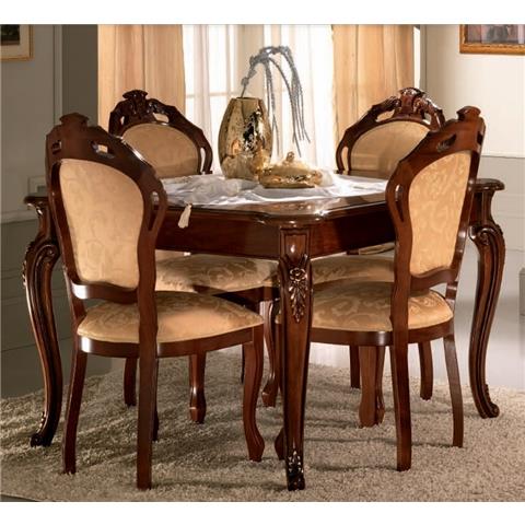 Sovrana Walnut Square Dining Table & 4 Chairs