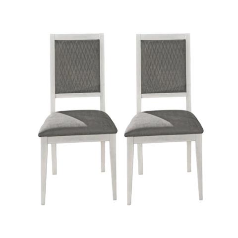 H2O Design Margot Birch White Silver Side Chair in Pair