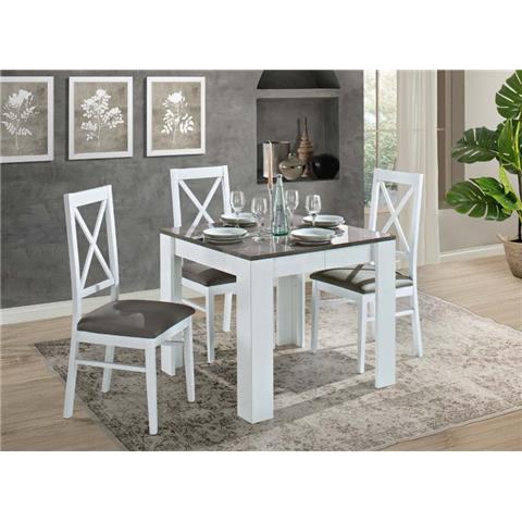 Idea White & Grey Highgloss EXT Dining Table & 4 Chairs