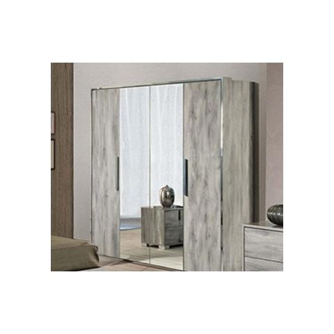 H2O Design Alysha Light Grey 4 Door Wardrobe (2 Central Mirrors)