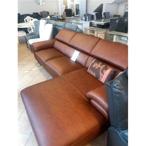 Italian Full Buffalo Leather Brown Corner Sofa