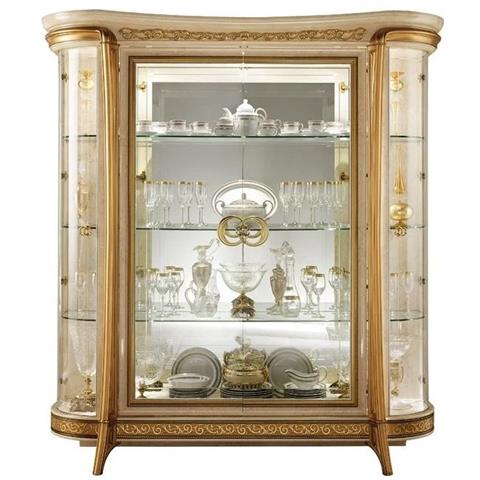 Arredo Classic Melodia Golden Italian 4 Glass Door Display Cabinet
