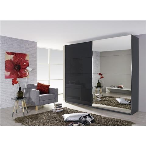 Rauch Quadra Sliding Wardrobe with Glass and Mirror Front