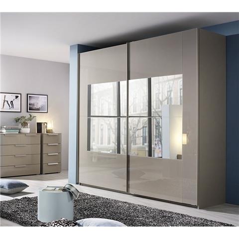 Rauch Miramar 2 Door Mirror Sliding Wardrobe in Silk Grey - W 226cm
