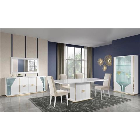 H2O Design Vogue White Italian Rectangular Dining Table with 6 Dining Chairs