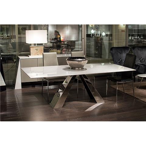 1.8m Butterfly Steel - Rectangular Marble Dining Table