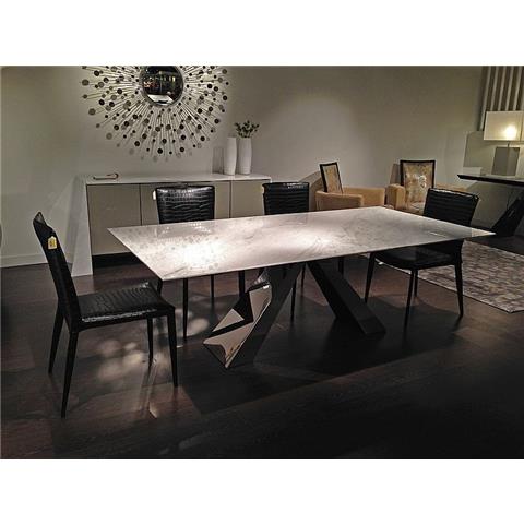 1.8m Butterfly Steel - Rectangular Marble Dining Table