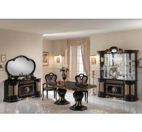 Betty Black & Gold Dining Table + 4 Chairs & 2 Carvers
