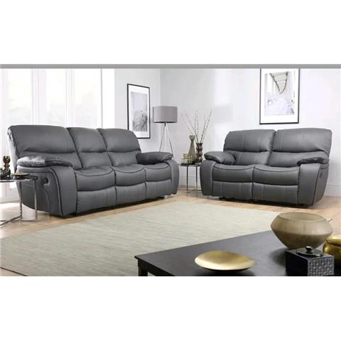 Valencia Grey 3 + 2 Leather Recliner Sofa
