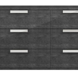 Sarah Night Grey Birch Italian 6 Drawer Double Dresser With Modern Handles