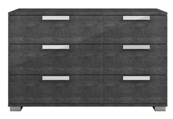 Sarah Night Grey Birch Italian 6 Drawer Double Dresser With Modern Handles