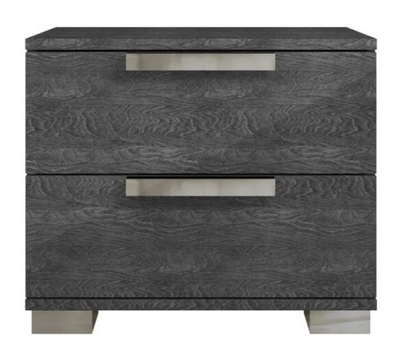 Sarah Night Grey Birch Italian 2 Drawer Bedside Cabinet With Modern Handles